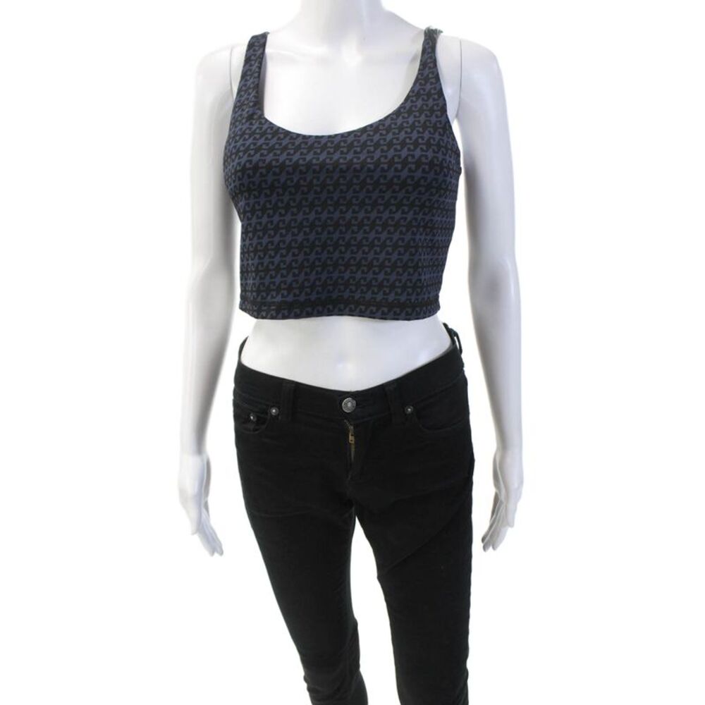 The Upside Womens Scoop Neck Colorblock Sleeveless Sports Blue Bra Size S